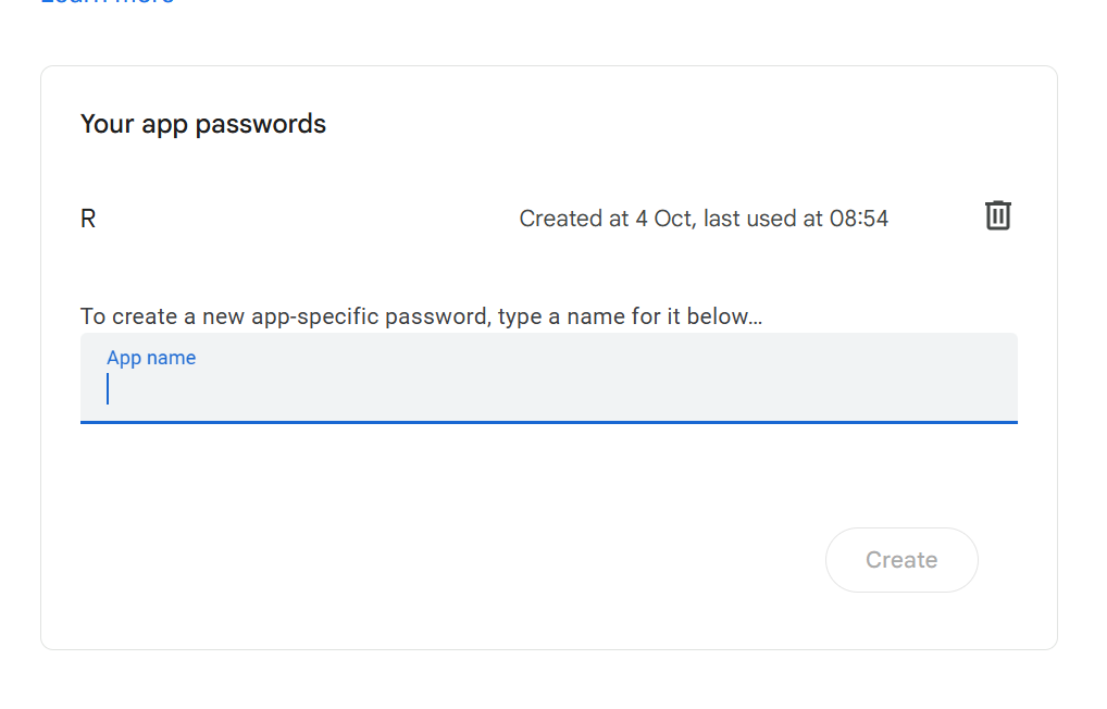 Click create, and remember the password that comes up.
